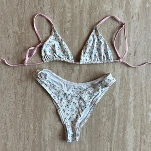 Frankie’s Floral Bikini Set with Pink Straps